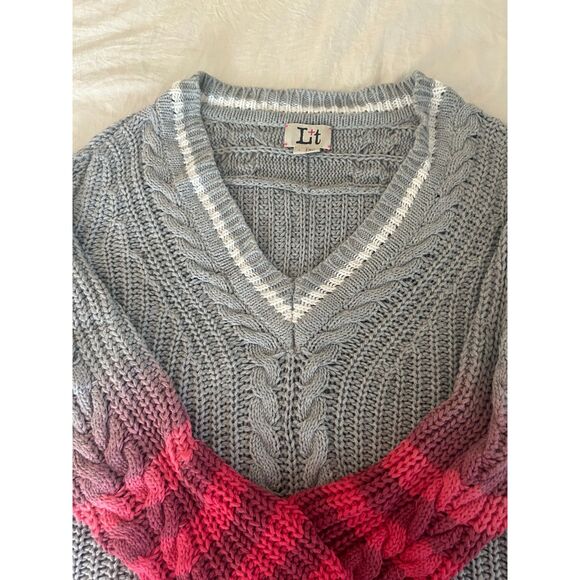 Label + Thread Dip Dyed Vee Sweater – Grey, Size L – Mint Condition - Picture 1 of 7